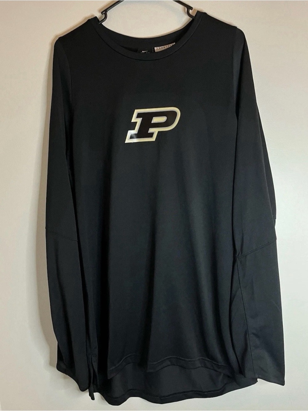 Nike Purdue Boilermakers Long Sleeve Dri-Fit T-Shirt Tee Black Mens XL Length +2